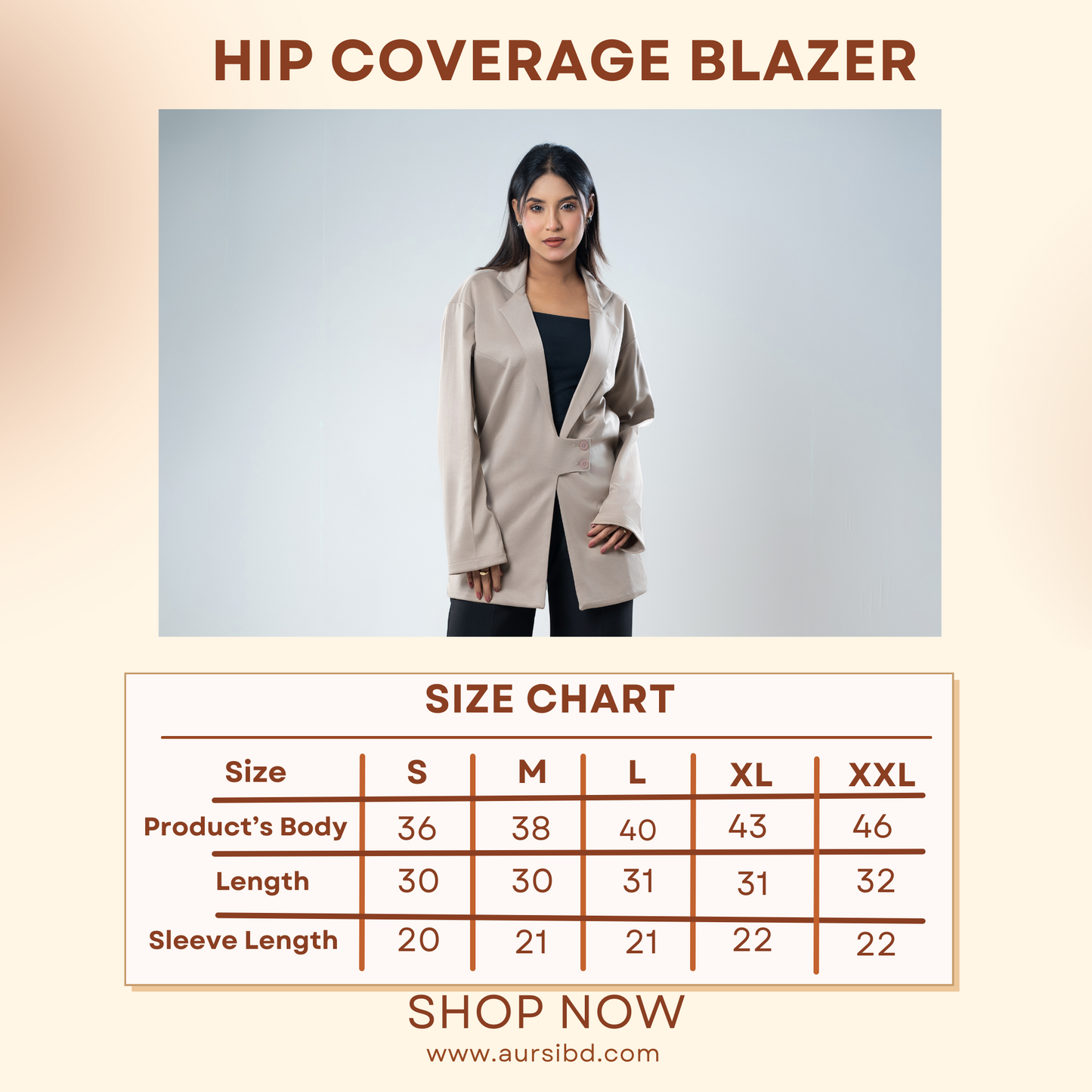 Beige Hip Coverage Blazer