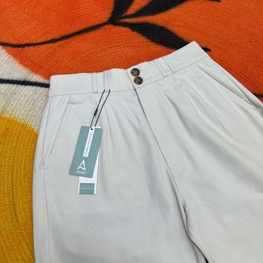 Twill Gabardine Wide Leg Pants - Off White