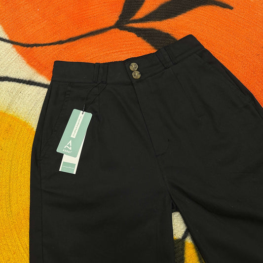 Twill Gabardine Wide Leg Pants - Black