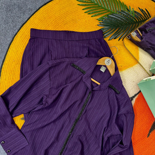 Ladies Shirt Co-Ord 2 - Deep Purple