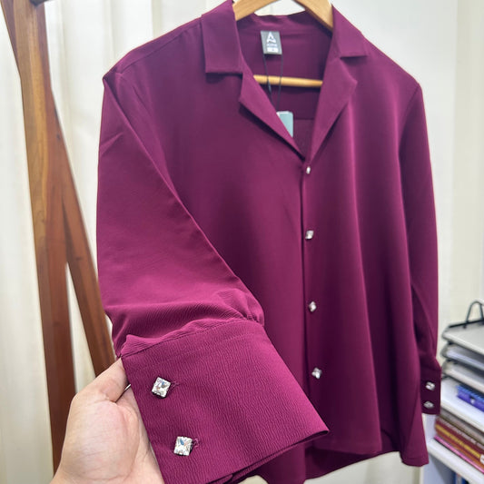 Ladies Cuban Shirt - Maroon
