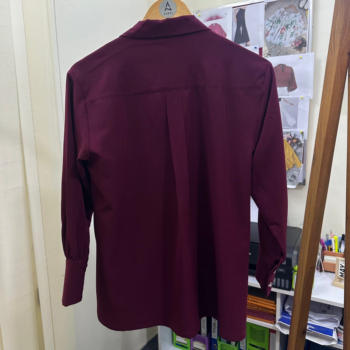 Ladies Cuban Shirt - Maroon