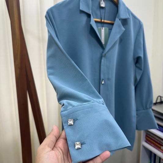 Ladies Cuban Shirt - Blue