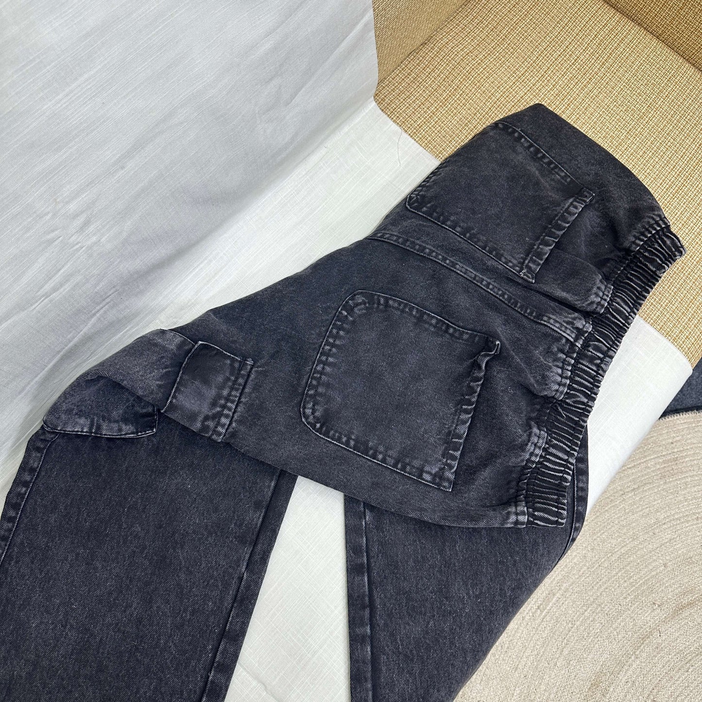 Denim Cargo Joggers (Black Acid)