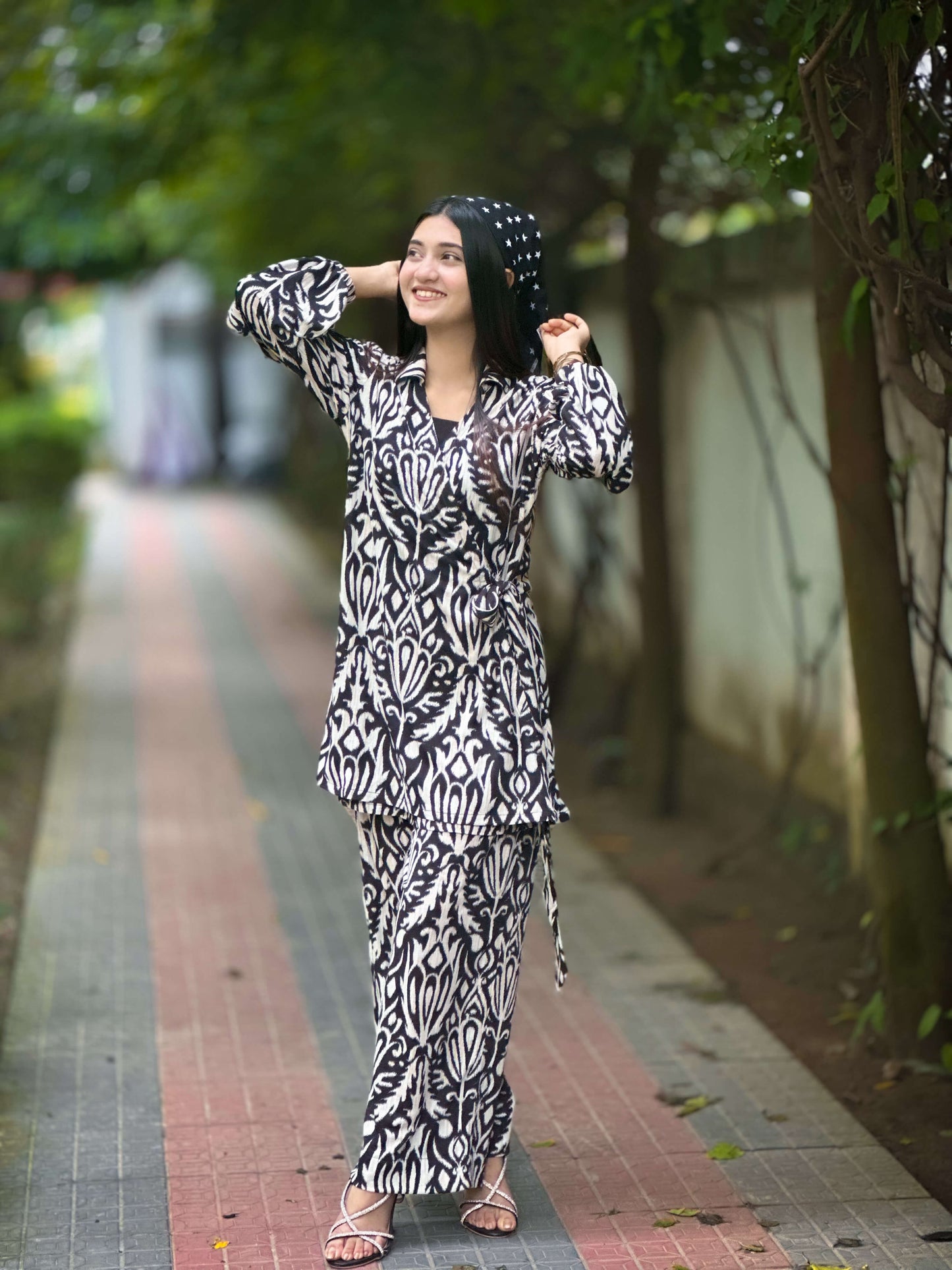 Black White Printed Co-Ord by AURSI