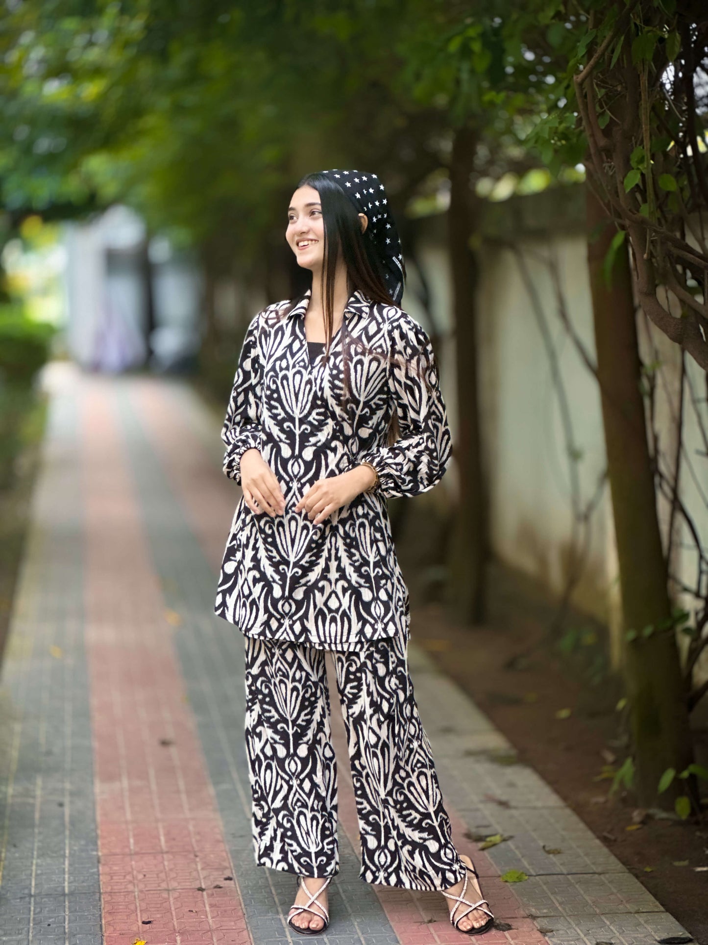 Black White Printed Co-Ord by AURSI