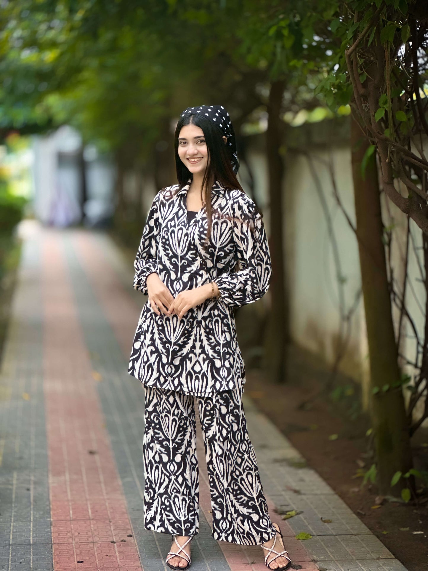Black White Printed Co-Ord by AURSI