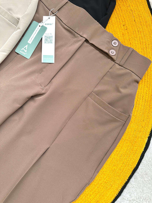 Premium Wide Leg Pants - Beige