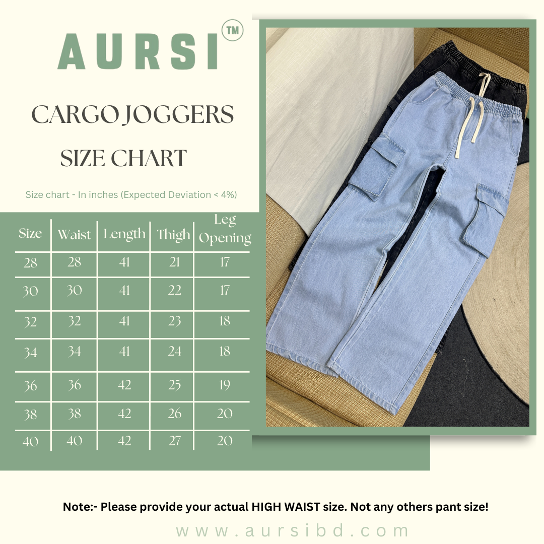 Denim Cargo Joggers (Light Blue)