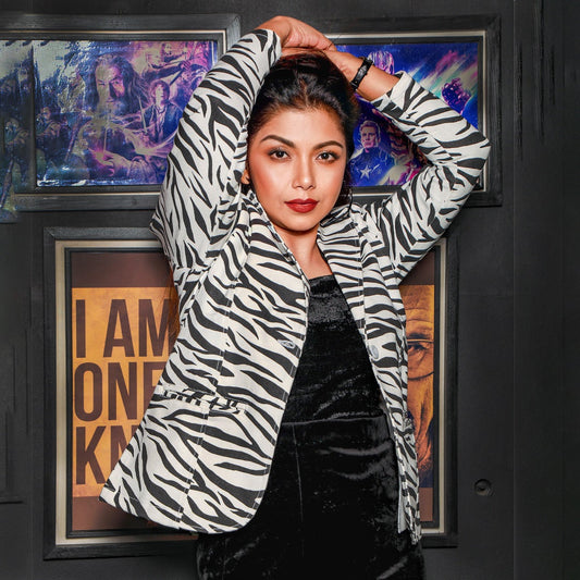 Zebra Print Single Part Blazer