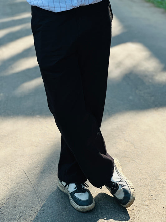 Twill Gabardine Baggy Pant-Black
