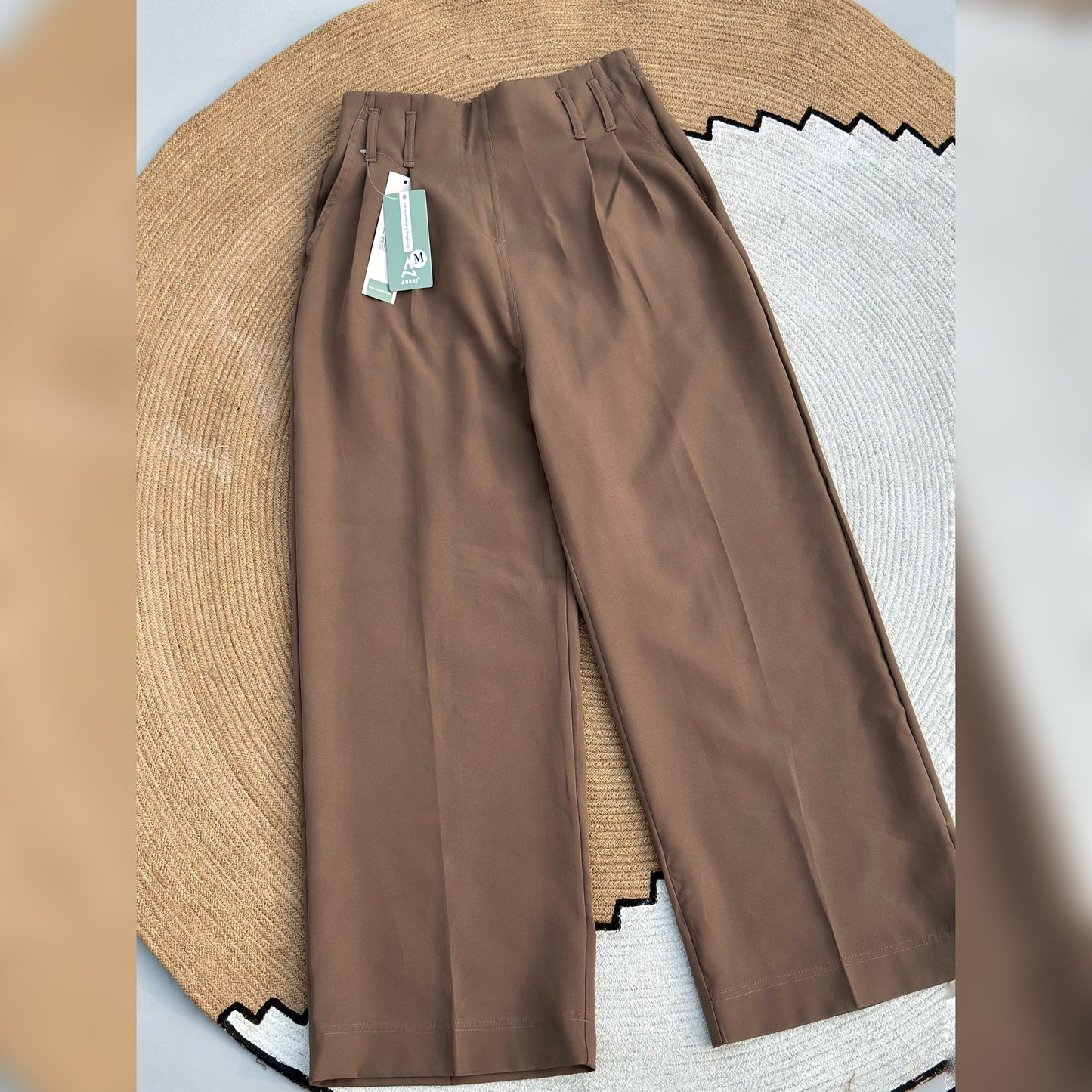 Loose Fitted Wide Leg Pants - Dark Beige