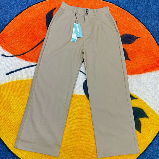 Twill Gabardine Wide Leg Pants - Beige