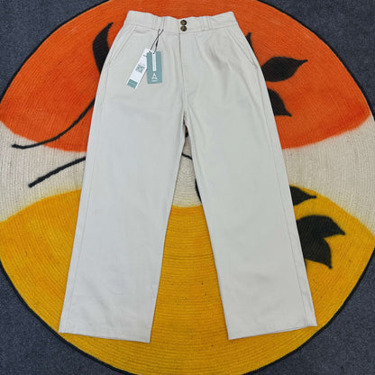 Twill Gabardine Wide Leg Pants - Off White
