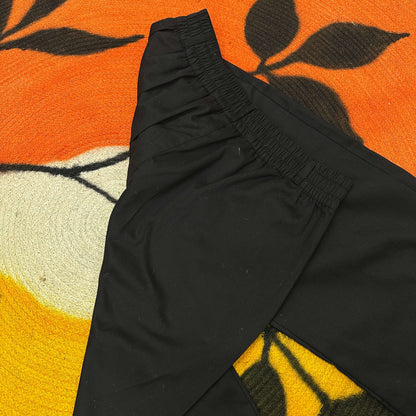 Twill Gabardine Wide Leg Pants - Black