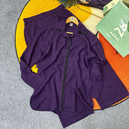 Ladies Shirt Co-Ord 2 - Deep Purple