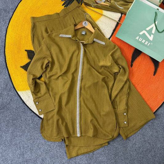 Ladies Shirt Co-Ord 2 - Warm Olive