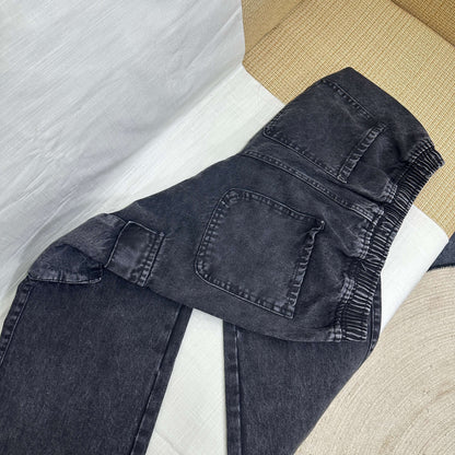 Denim Cargo Joggers (Black Acid)