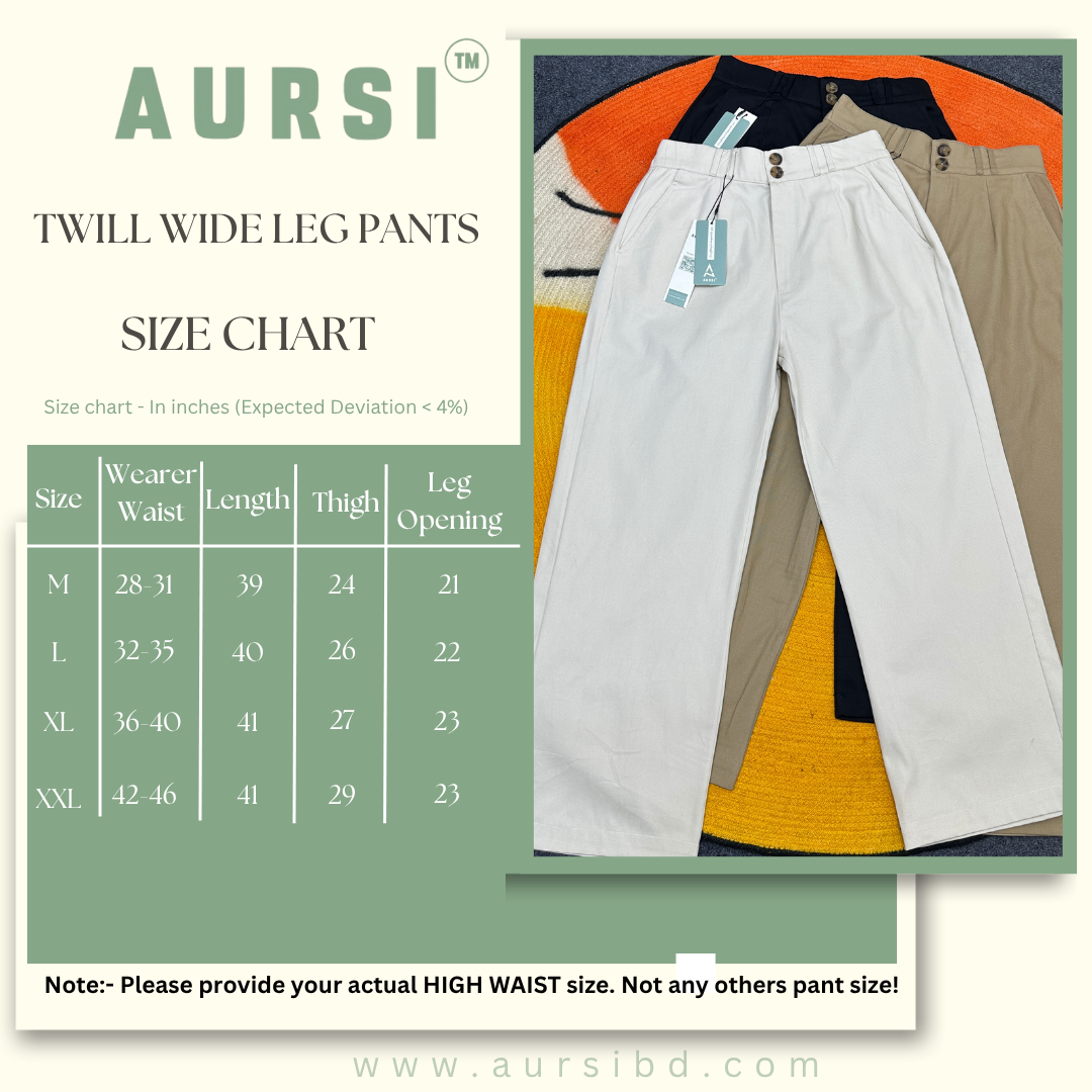 Twill Gabardine Wide Leg Pants - Off White