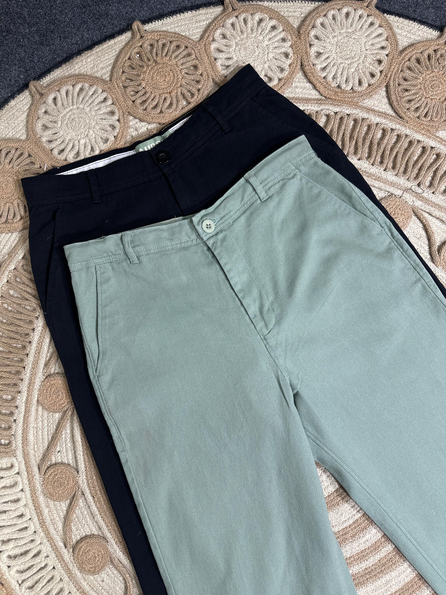 Twill Gabardine Baggy Pant-Sage Green