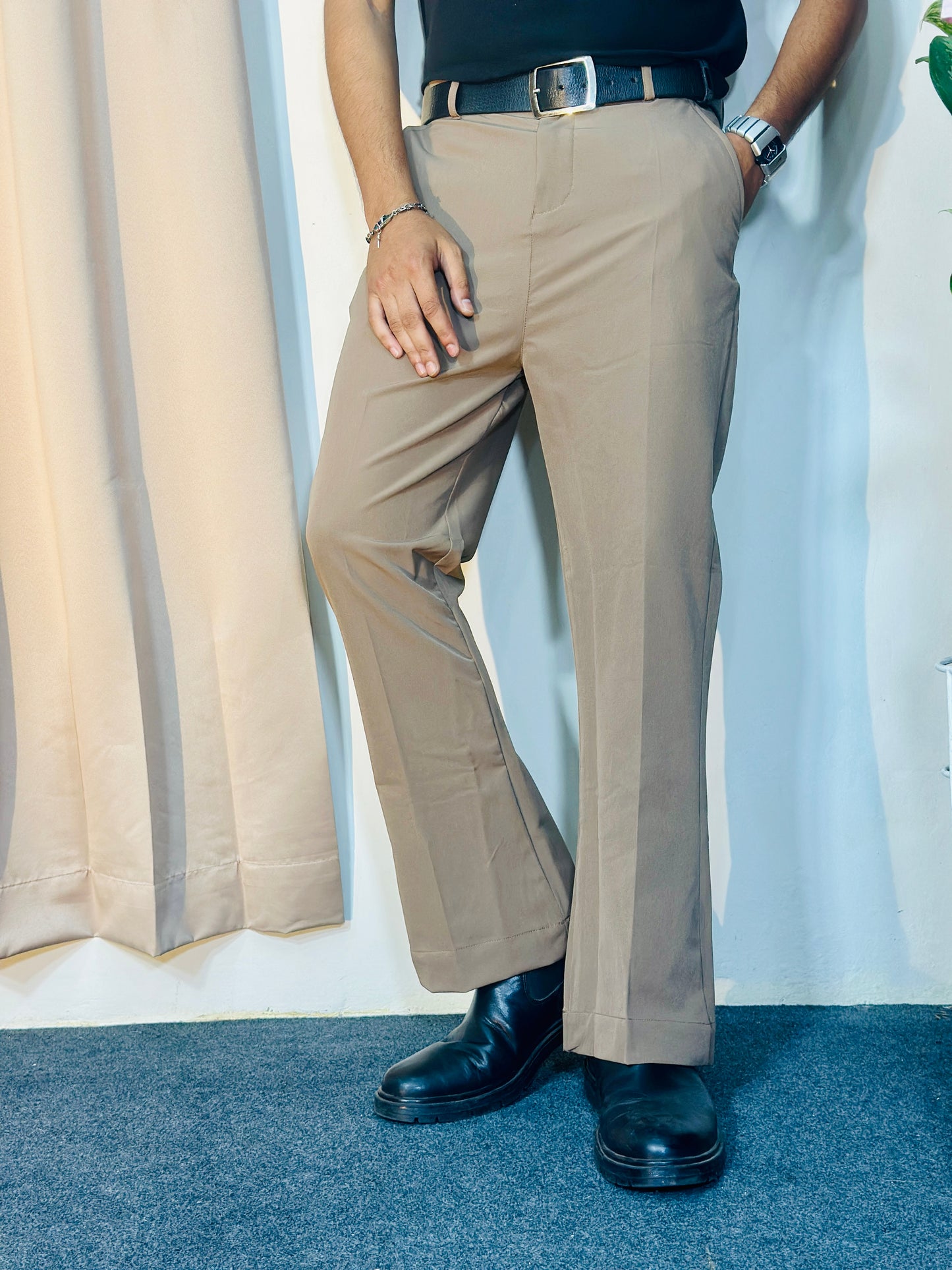 Men's Bootcut Pants (Beige)