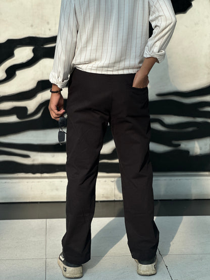Twill Gabardine Baggy Pant-Black