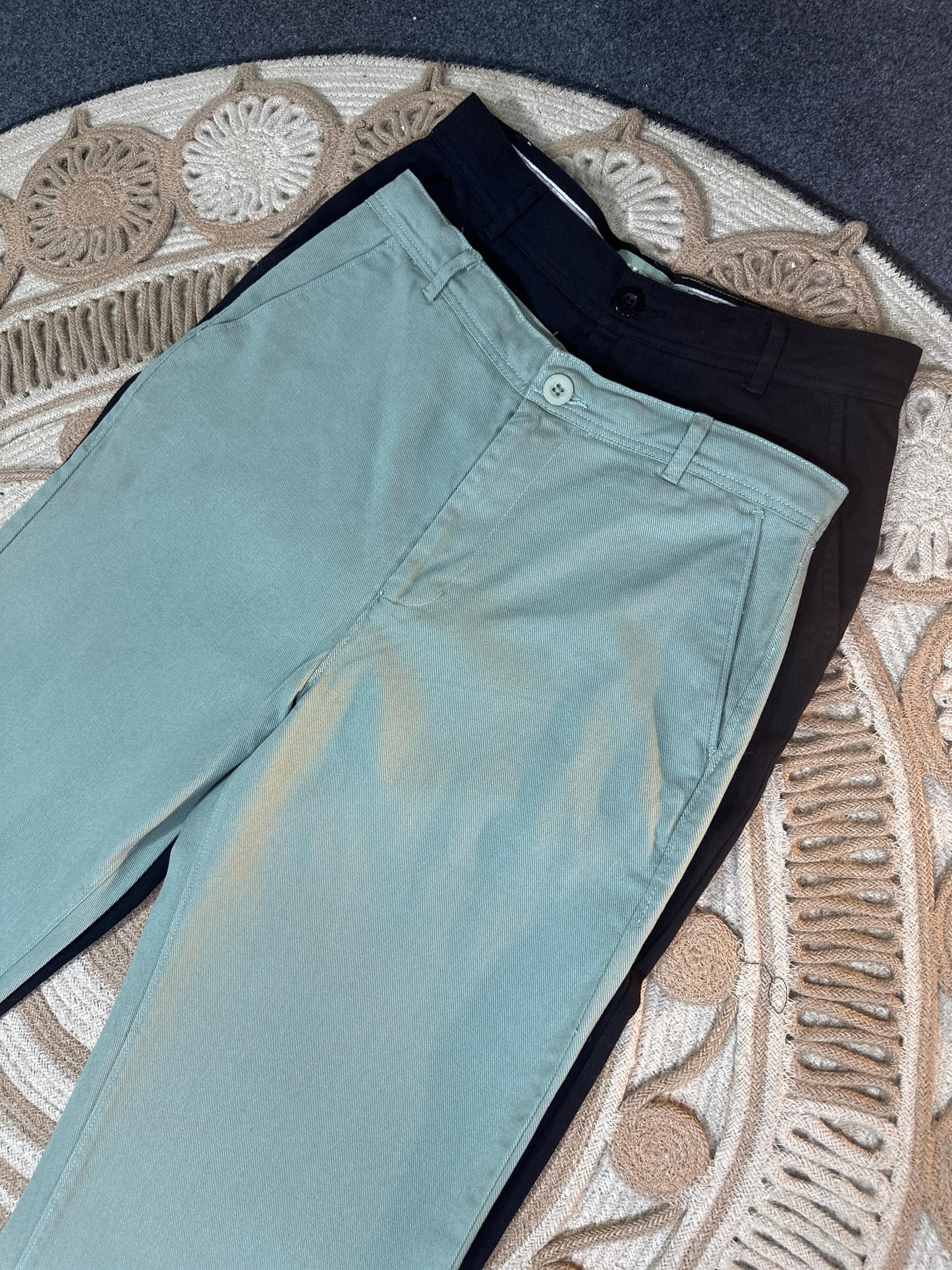 Twill Gabardine Baggy Pant-Sage Green