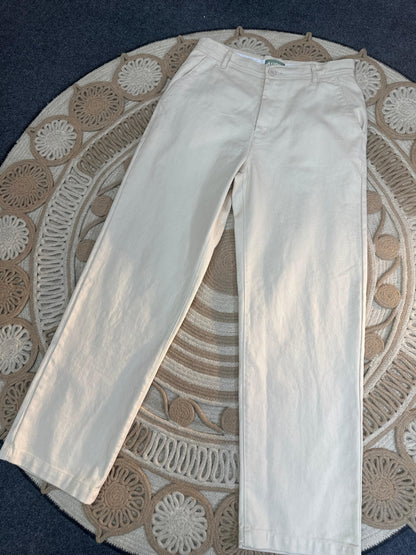 Twill Gabardine Baggy Pant-Off White